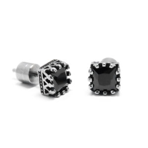 BRINCO DARK QUADRADO COROA ZIRCONIA